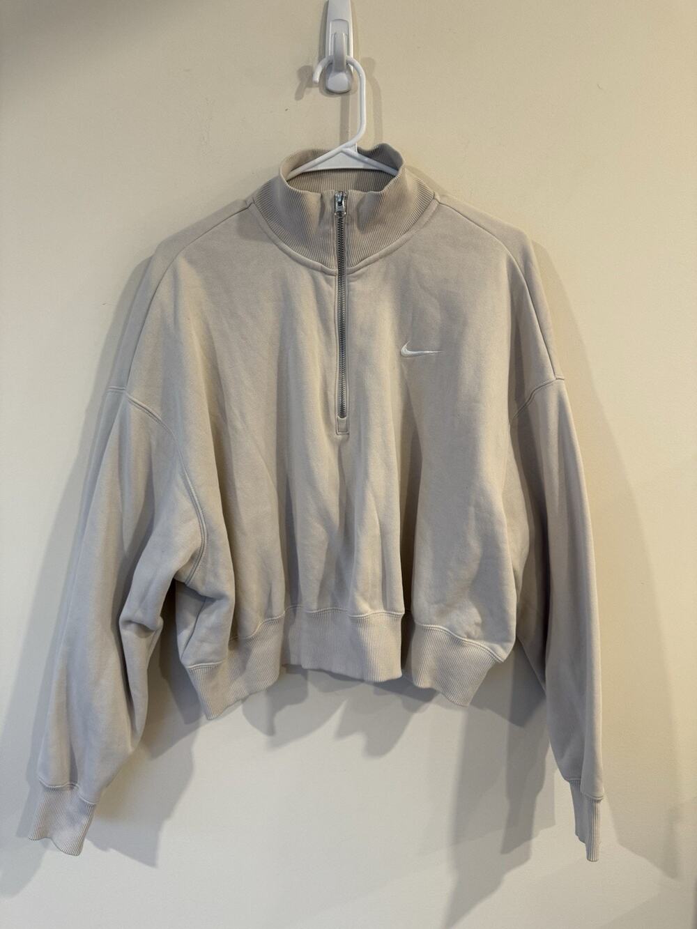 Nike Phoenix 1/4 Zip Cropped Sweatshirt Women’s XL Cream Athleisure